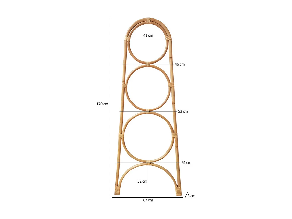 Portant échelle serviettes et plaids en rotin naturel 170 cm - HAZEL
