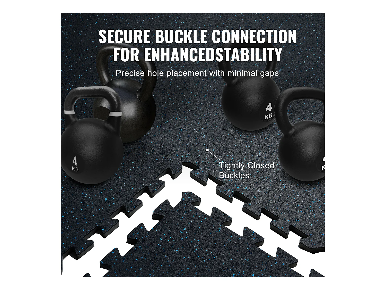 Tapis de Sol à Emboîtement, SucceBuy Tapis de Sol de Salle de Sport, 1.4 cm, 6 Dalles, Dessus en Caoutchouc avec Mousse EVA, Noir et Bleu