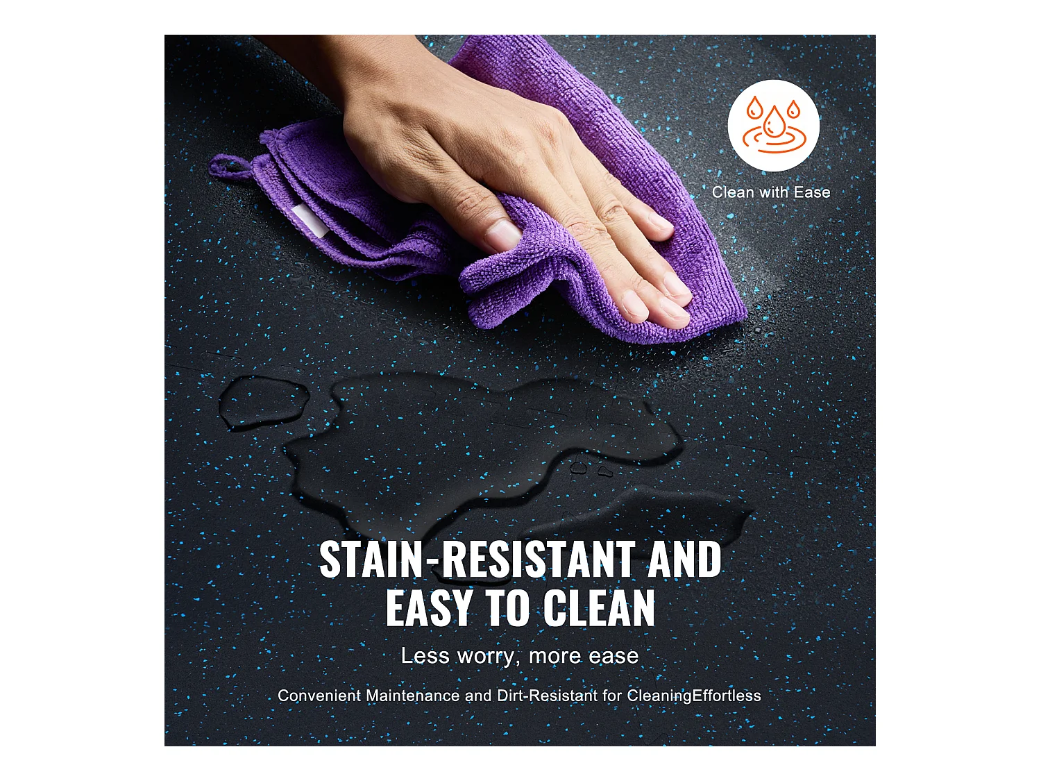 Tapis de Sol à Emboîtement, SucceBuy Tapis de Sol de Salle de Sport, 1.4 cm, 6 Dalles, Dessus en Caoutchouc avec Mousse EVA, Noir et Bleu