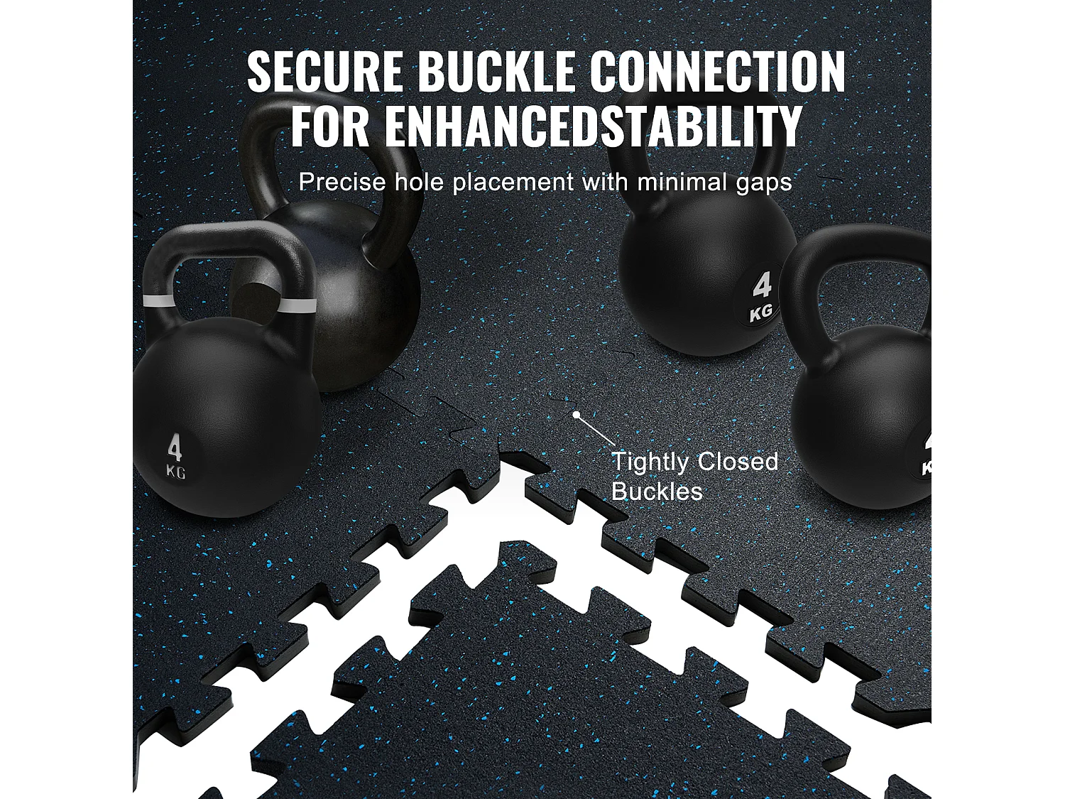 Tapis de Sol à Emboîtement, SucceBuy Tapis de Sol de Salle de Sport, 1.4 cm, 6 Dalles, Dessus en Caoutchouc avec Mousse EVA, Noir et Bleu