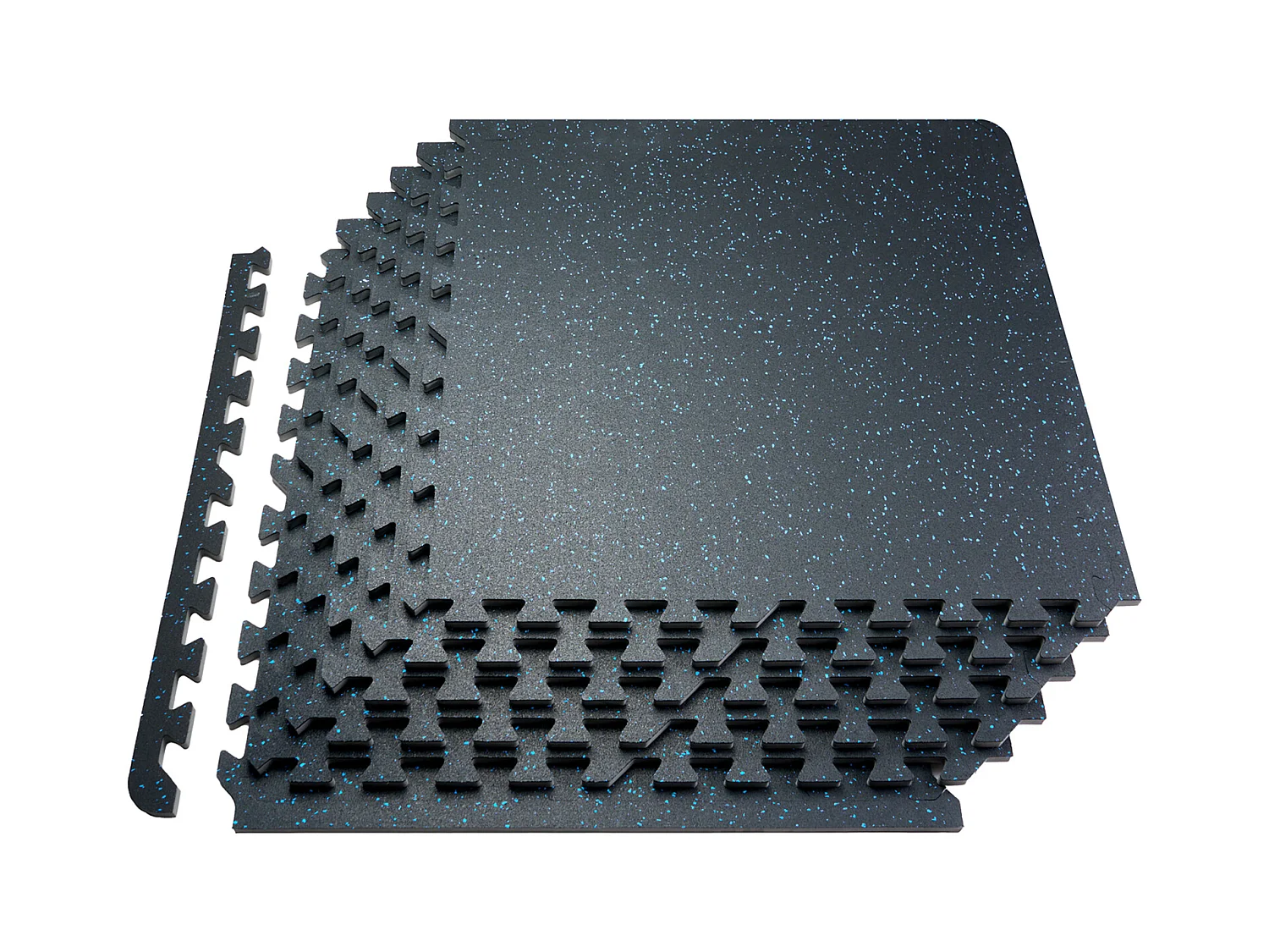 Tapis de Sol à Emboîtement, SucceBuy Tapis de Sol de Salle de Sport de 1.4 cm d'Épaisseur, 25 Carreaux, Dessus en Caoutchouc, Noir et Bleu