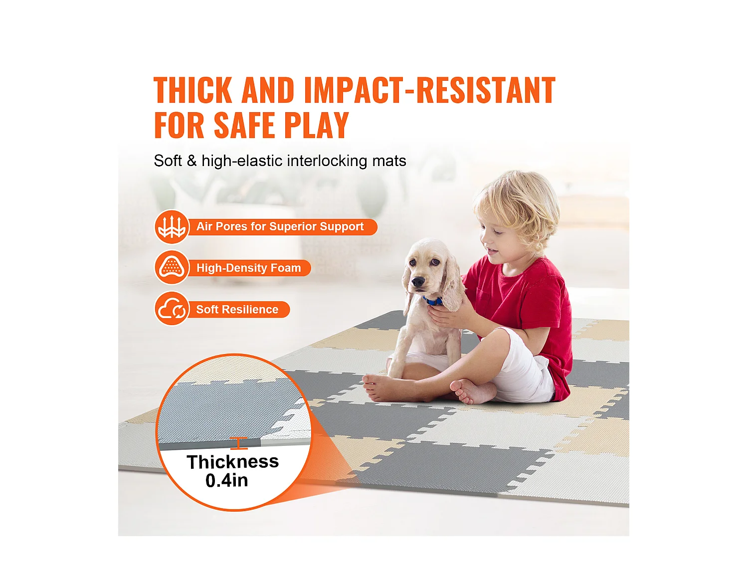 Tapis de Sol à Emboîtement, SucceBuy Tapis de Jeu Puzzle en Mousse pour Enfants, 1 cm, 36 Pièces de Tuiles Souples EVA Emboîtables