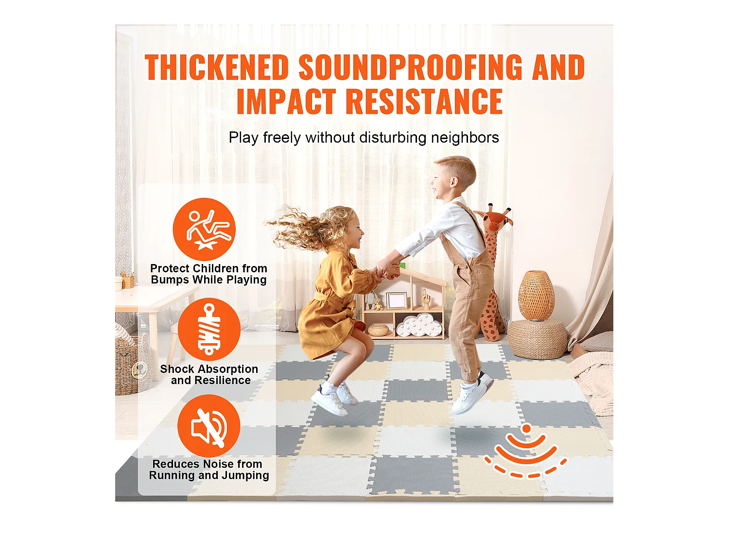 Tapis de Sol à Emboîtement, SucceBuy Tapis de Jeu Puzzle en Mousse pour Enfants, 1 cm, 36 Pièces de Tuiles Souples EVA Emboîtables