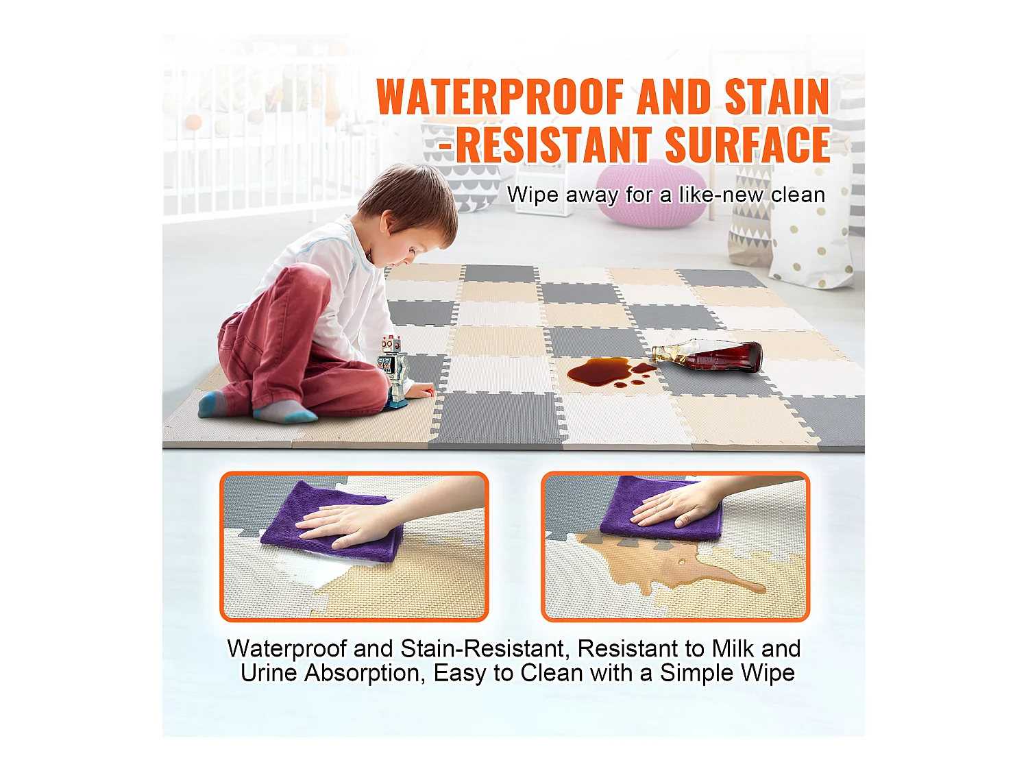 Tapis de Sol à Emboîtement, SucceBuy Tapis de Jeu Puzzle en Mousse pour Enfants, 1 cm, 36 Pièces de Tuiles Souples EVA Emboîtables