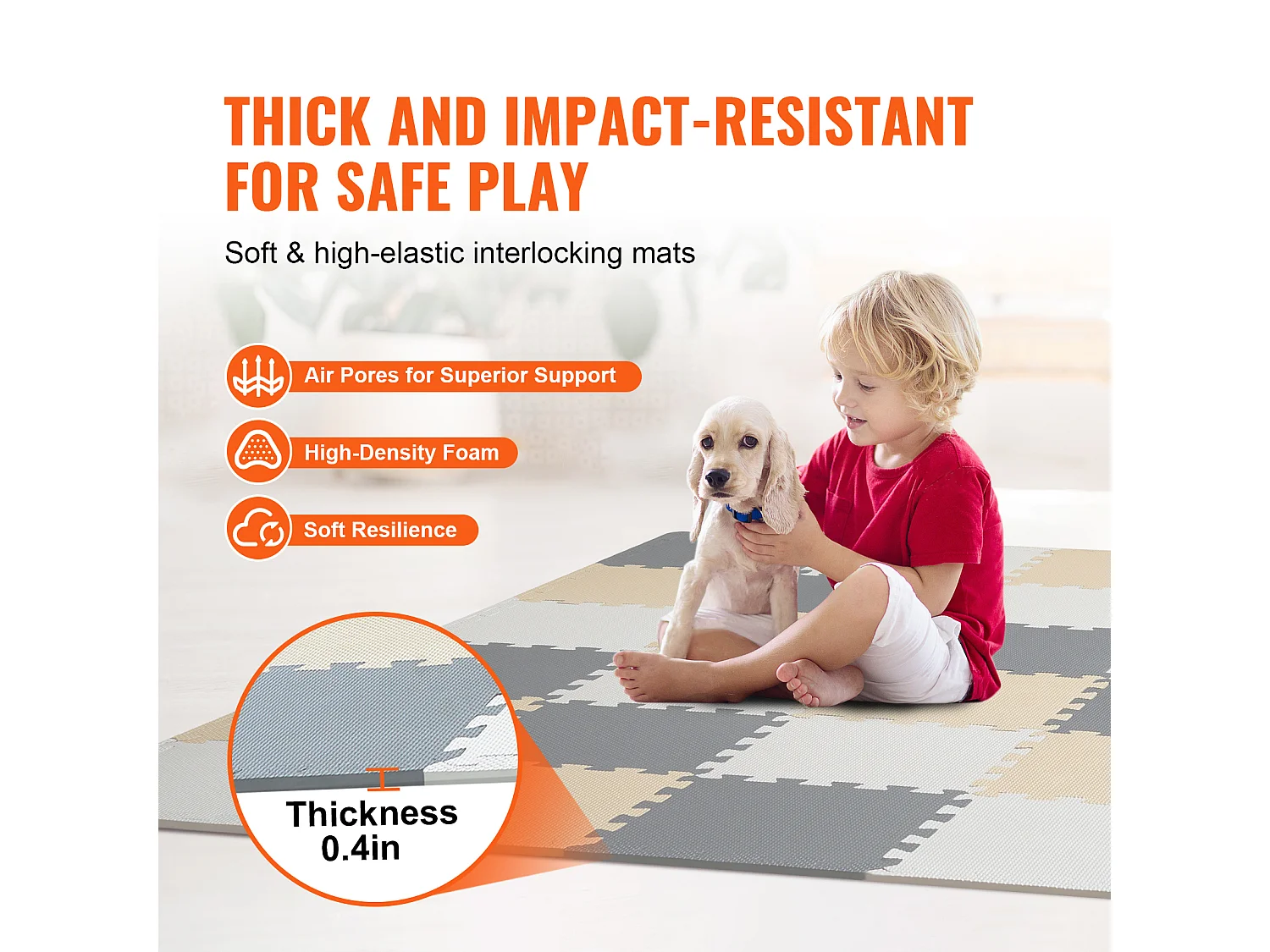 Tapis de Sol à Emboîtement, SucceBuy Tapis de Jeu Puzzle en Mousse pour Enfants, 1 cm, 36 Pièces de Tuiles Souples EVA Emboîtables