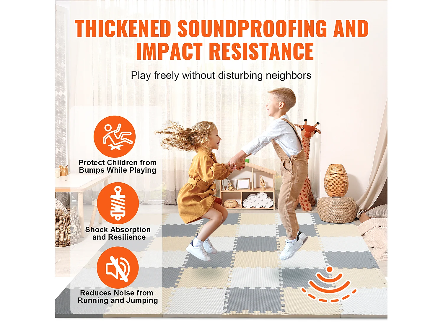 Tapis de Sol à Emboîtement, SucceBuy Tapis de Jeu Puzzle en Mousse pour Enfants, 1 cm, 36 Pièces de Tuiles Souples EVA Emboîtables