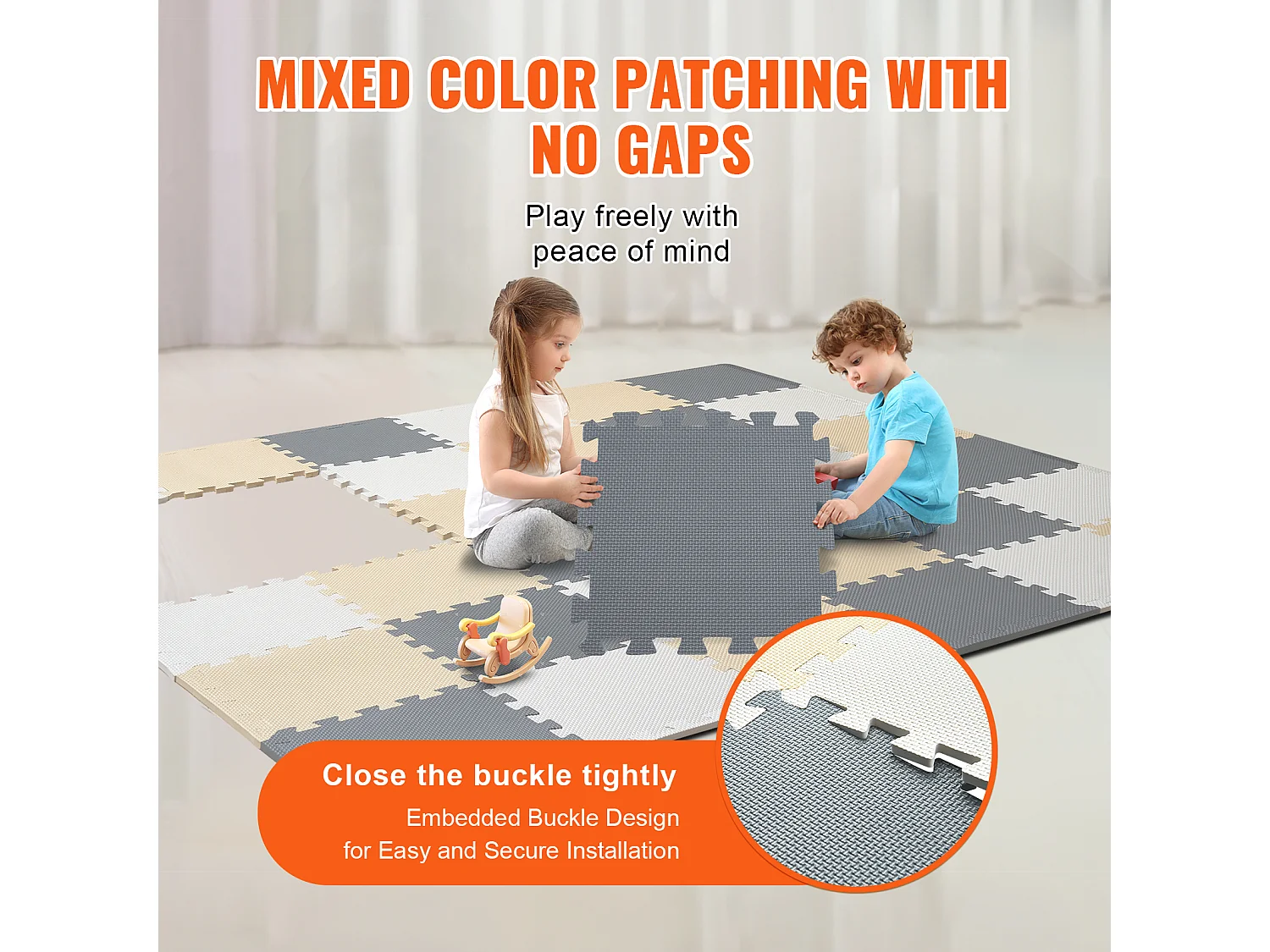 Tapis de Sol à Emboîtement, SucceBuy Tapis de Jeu Puzzle en Mousse pour Enfants, 1 cm, 36 Pièces de Tuiles Souples EVA Emboîtables