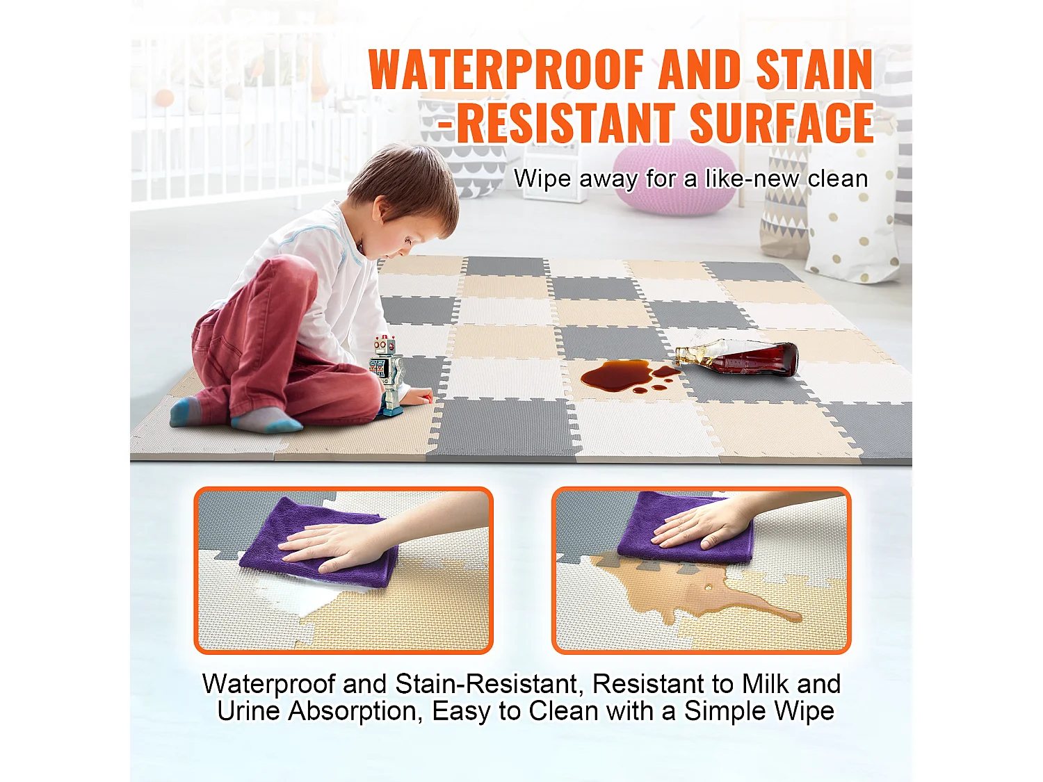 Tapis de Sol à Emboîtement, SucceBuy Tapis de Jeu Puzzle en Mousse pour Enfants, 1 cm, 36 Pièces de Tuiles Souples EVA Emboîtables