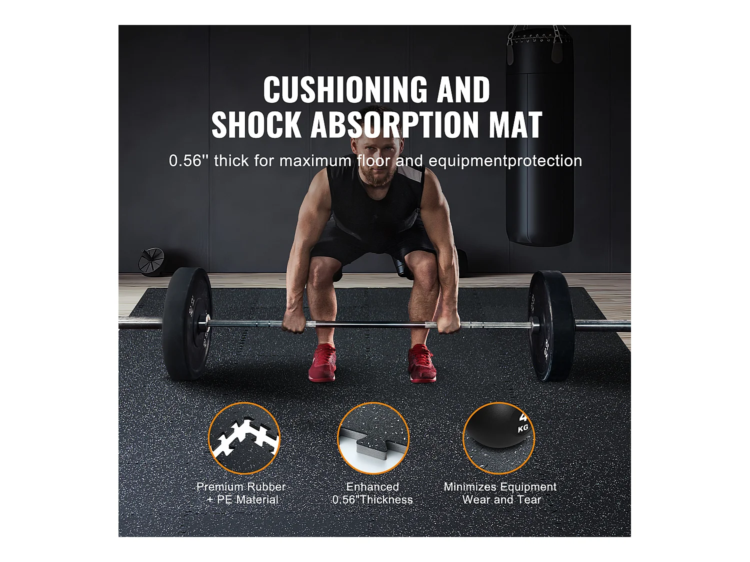 Tapis de Sol à Emboîtement, SucceBuy Tapis de Sol de Salle de Sport de 1.4 cm d'Épaisseur, 6 Carreaux en Mousse EVA, Noir et Blanc