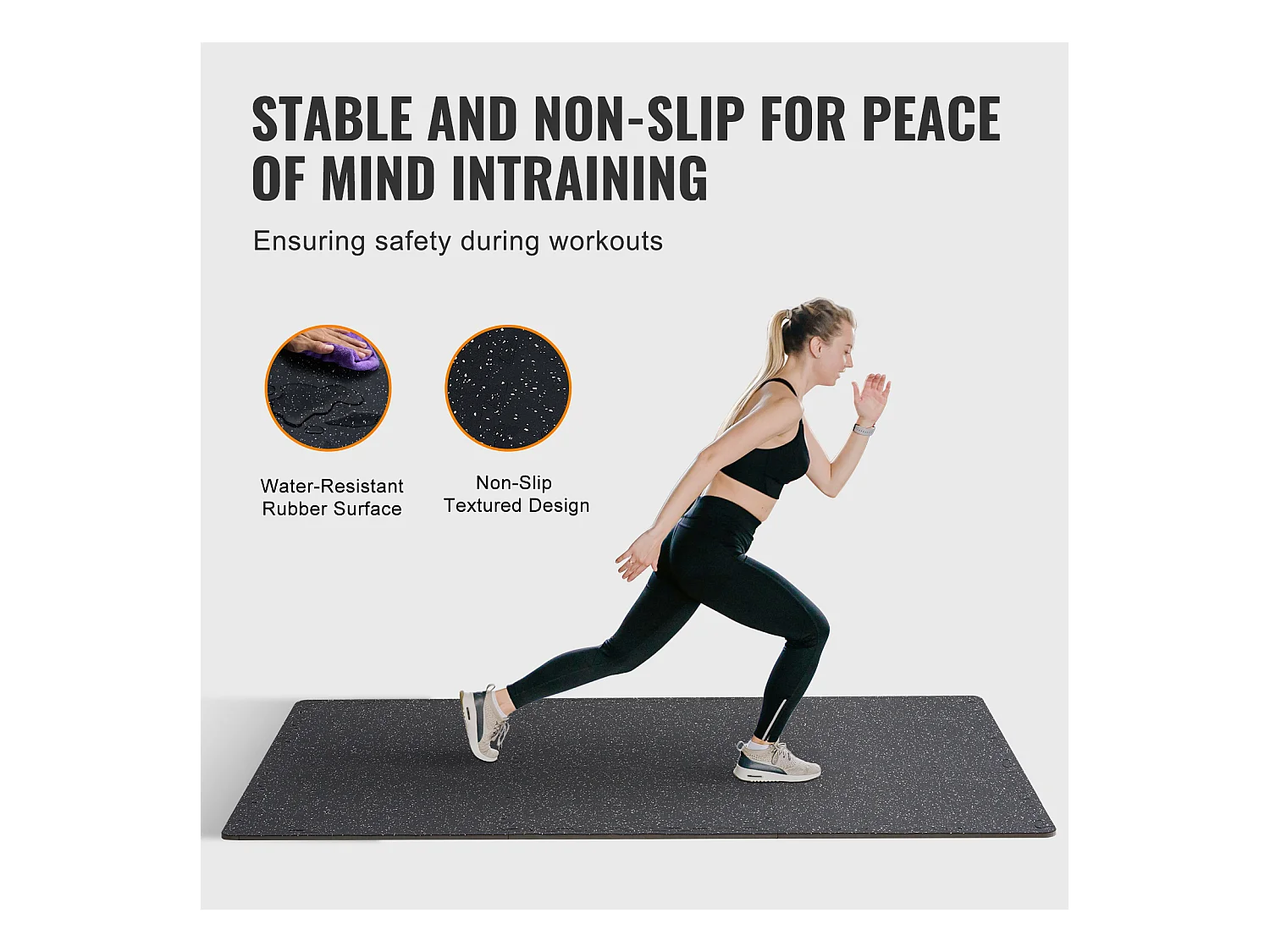 Tapis de Sol à Emboîtement, SucceBuy Tapis de Sol de Salle de Sport de 1.4 cm d'Épaisseur, 6 Carreaux en Mousse EVA, Noir et Blanc