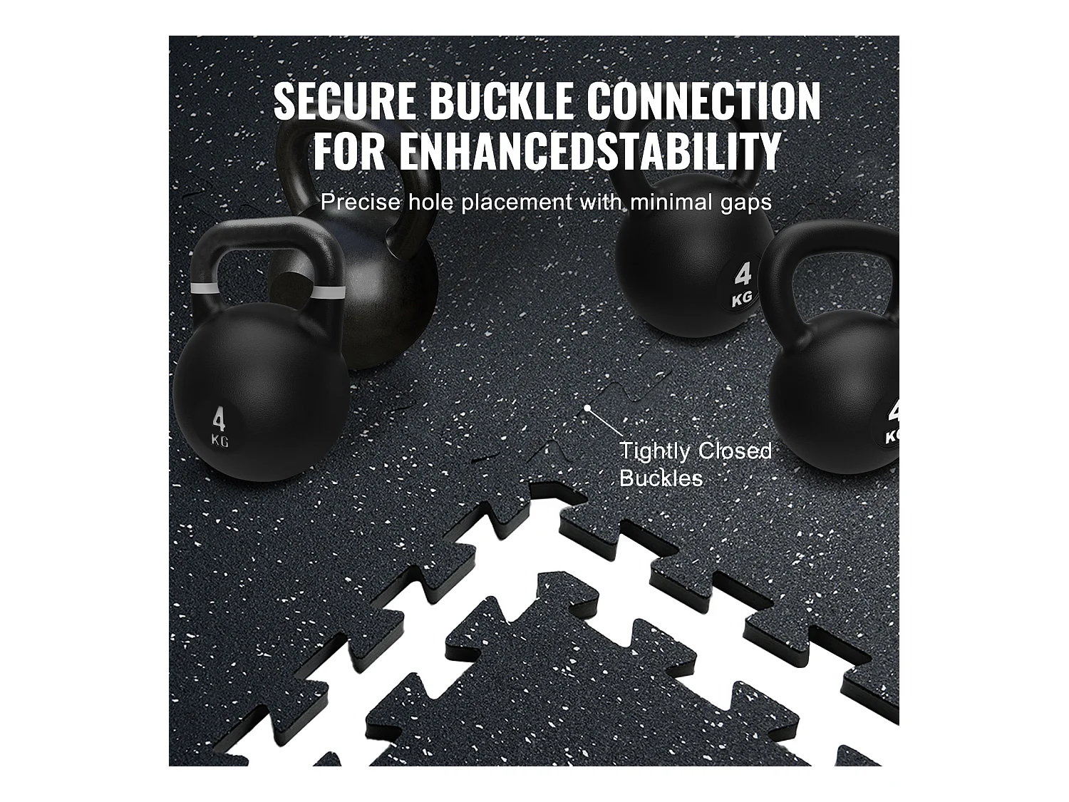 Tapis de Sol à Emboîtement, SucceBuy Tapis de Sol de Salle de Sport de 1.4 cm d'Épaisseur, 6 Carreaux en Mousse EVA, Noir et Blanc