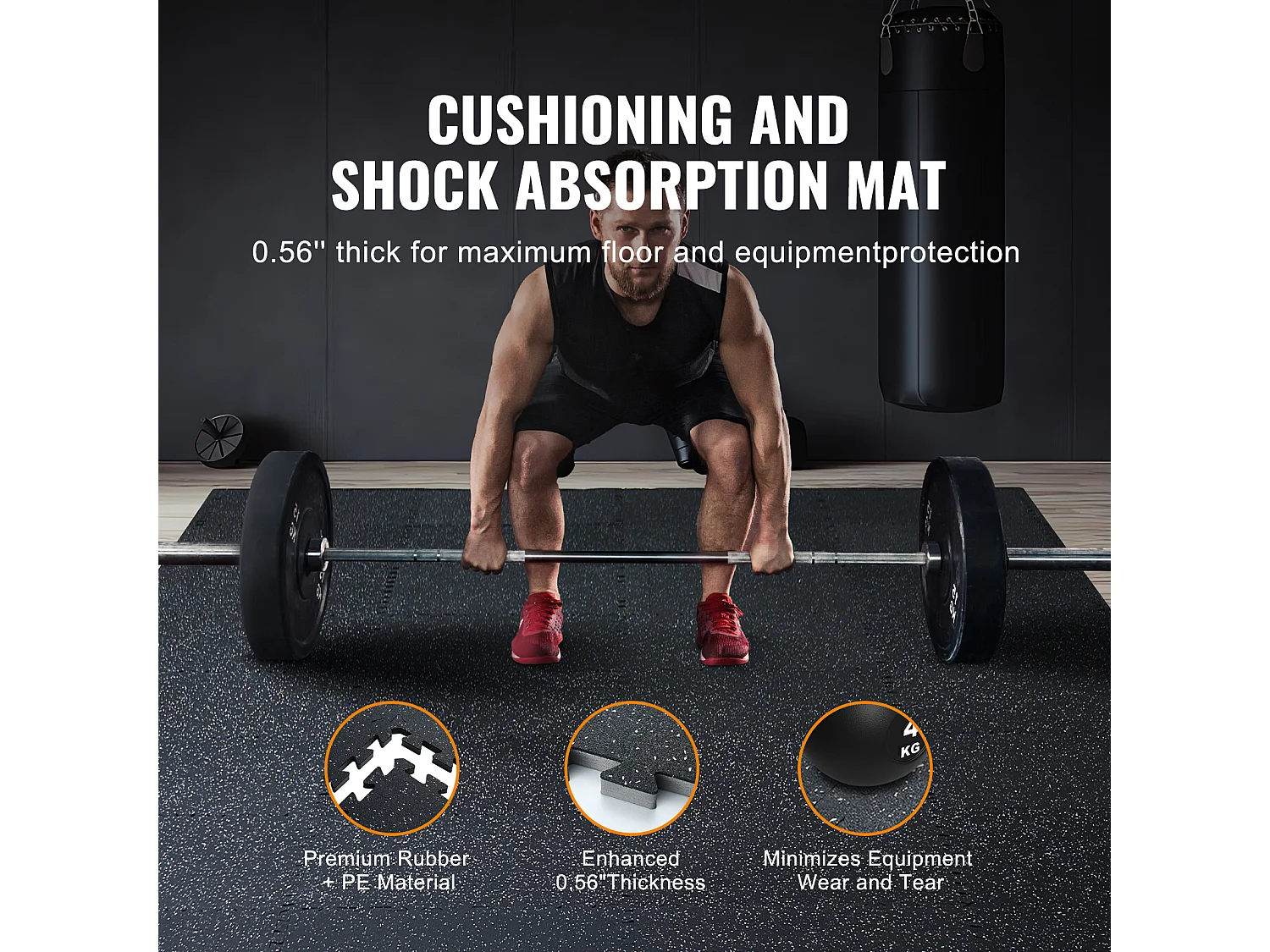 Tapis de Sol à Emboîtement, SucceBuy Tapis de Sol de Salle de Sport de 1.4 cm d'Épaisseur, 6 Carreaux en Mousse EVA, Noir et Blanc