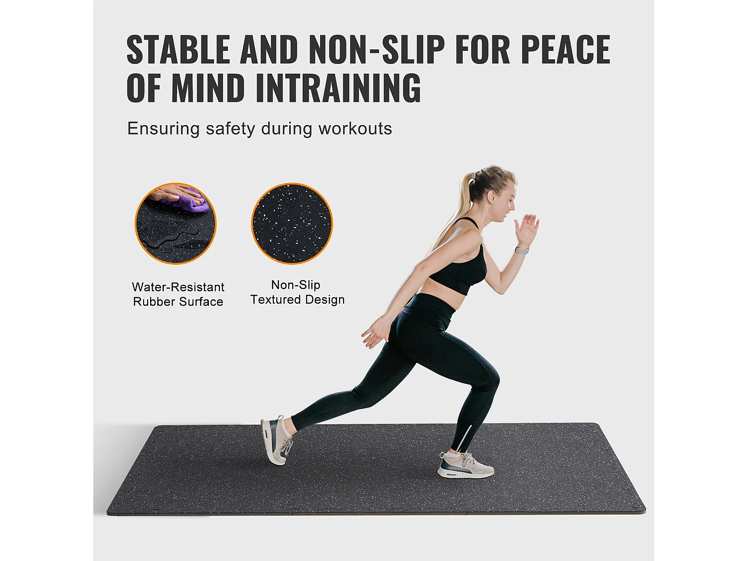 Tapis de Sol à Emboîtement, SucceBuy Tapis de Sol de Salle de Sport de 1.4 cm d'Épaisseur, 6 Carreaux en Mousse EVA, Noir et Blanc