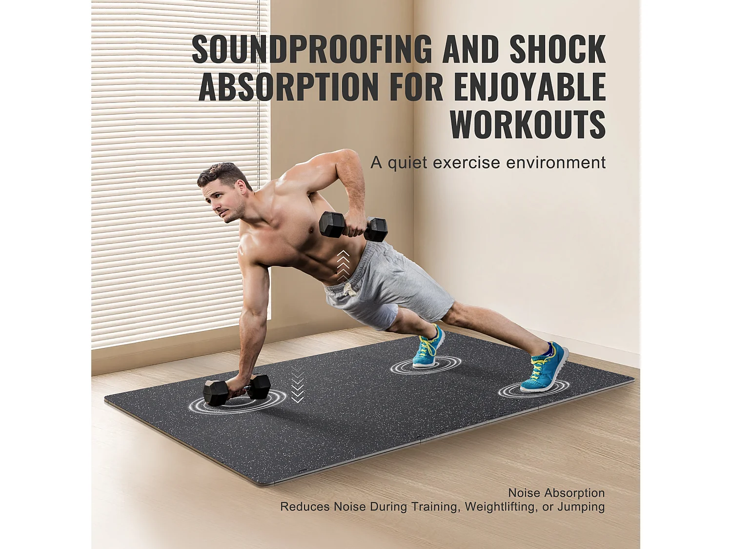 Tapis de Sol à Emboîtement, SucceBuy Tapis de Sol de Salle de Sport de 1.4 cm d'Épaisseur, 6 Carreaux en Mousse EVA, Noir et Blanc