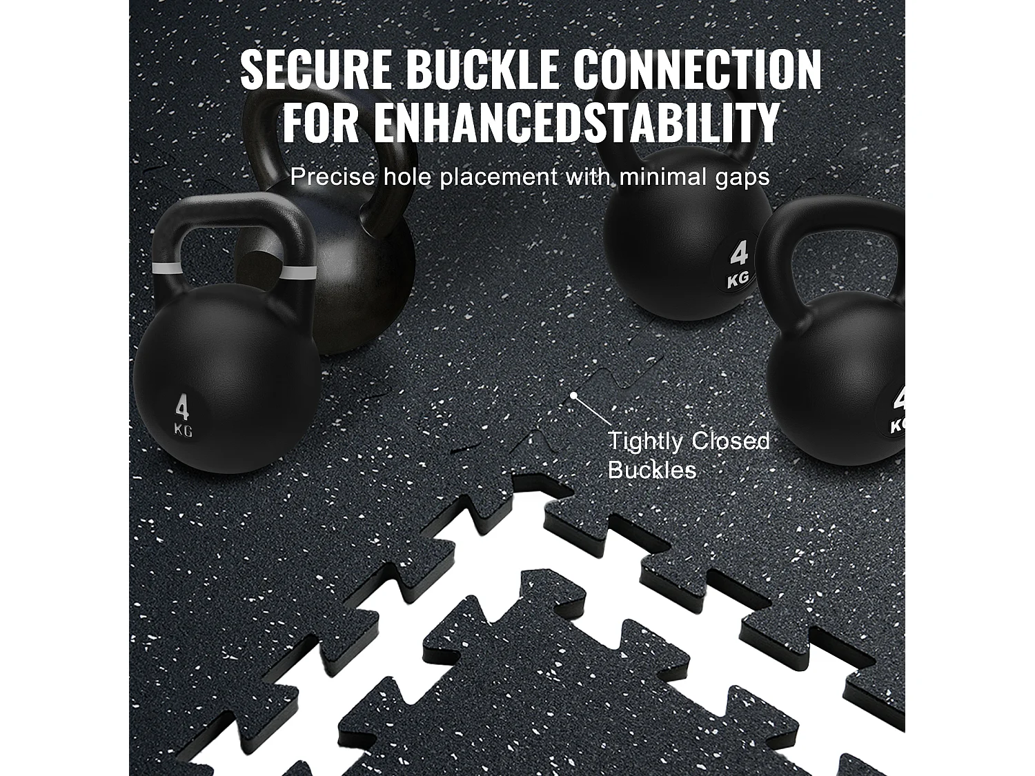 Tapis de Sol à Emboîtement, SucceBuy Tapis de Sol de Salle de Sport de 1.4 cm d'Épaisseur, 6 Carreaux en Mousse EVA, Noir et Blanc