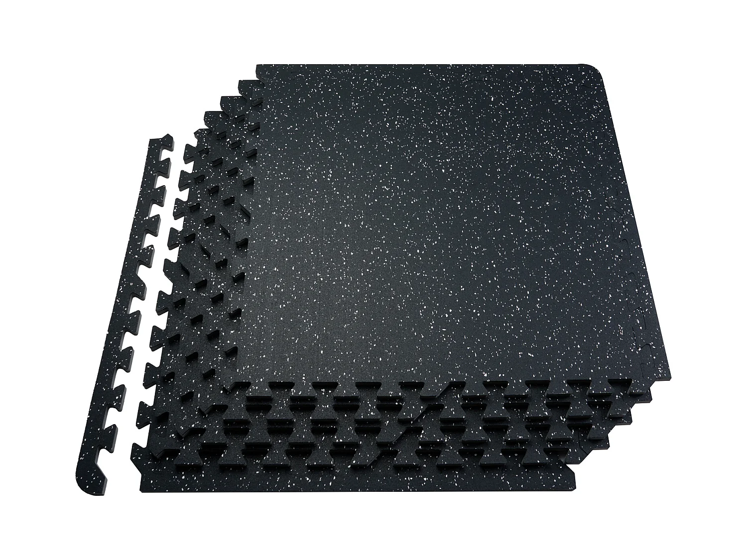 Tapis de Sol à Emboîtement, SucceBuy Tapis de Sol de Salle de Sport de 1.4 cm d'Épaisseur, 12 Carreaux, Dessus en Caoutchouc, Noir et Blanc