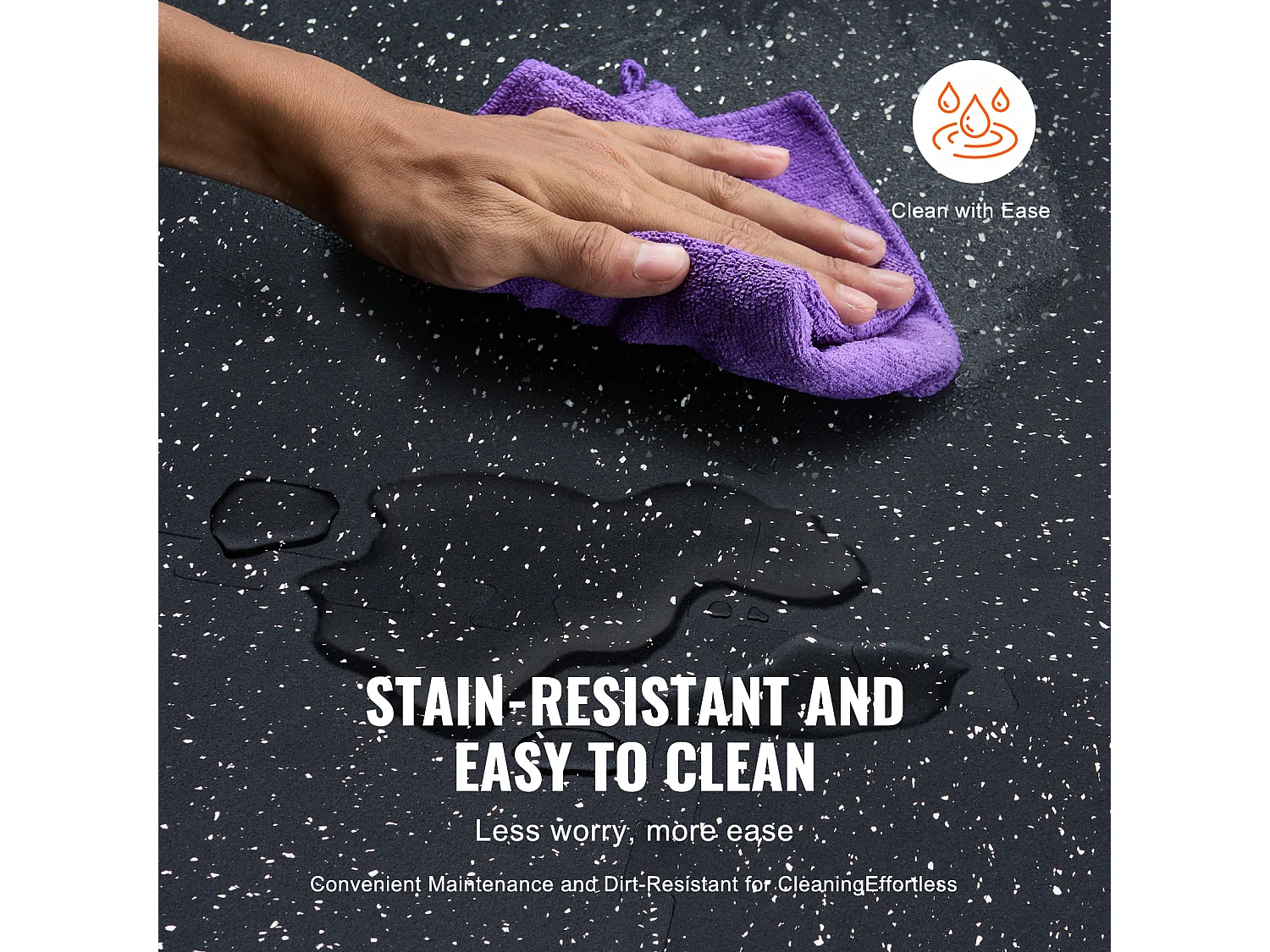 Tapis de Sol à Emboîtement, SucceBuy Tapis de Sol de Salle de Sport de 1.4 cm d'Épaisseur, 12 Carreaux, Dessus en Caoutchouc, Noir et Blanc