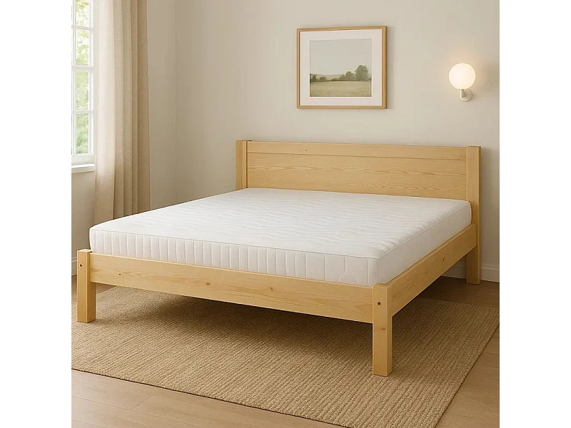 Łóżko 160x200 drewniane Classic tył równy, sosnowe