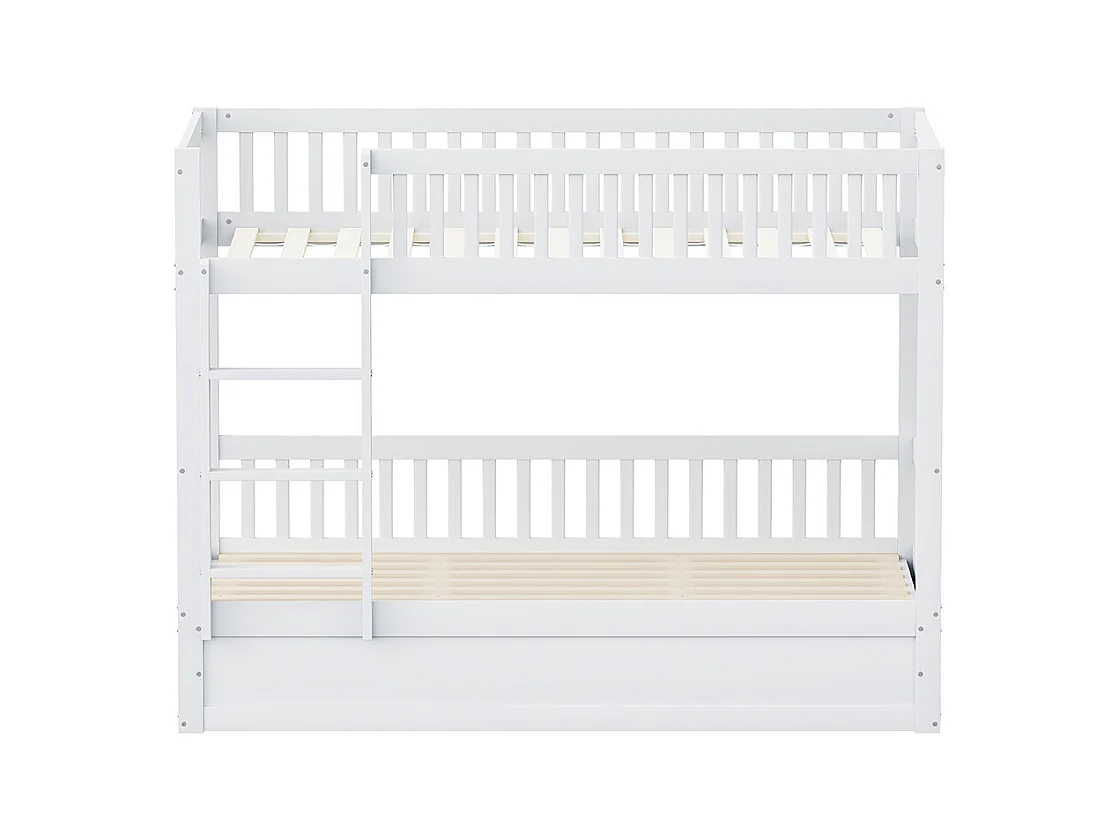 Beliche para crianças 90 x 200 cm, em madeira maciça, sistema de suporte hidráulico, branco