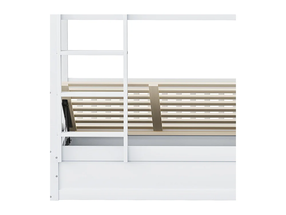 Beliche para crianças 90 x 200 cm, em madeira maciça, sistema de suporte hidráulico, branco