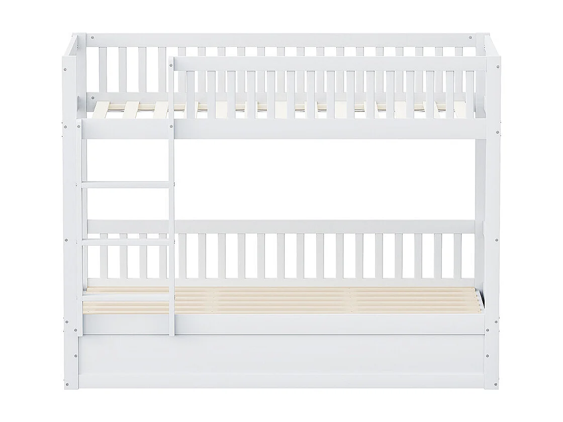 Letto a castello per bambini 90 x 200 cm, in legno massello, sistema di supporto idraulico, bianco