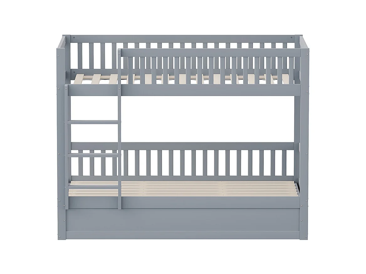 Litera para niños 90 x 200 cm, de madera maciza, sistema de soporte hidráulico, gris