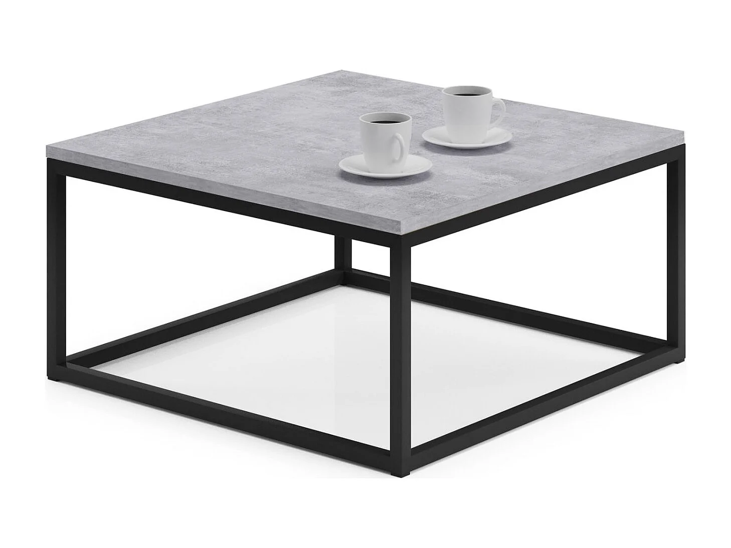 Table basse froide/contreplaqué et métal/noir&gris