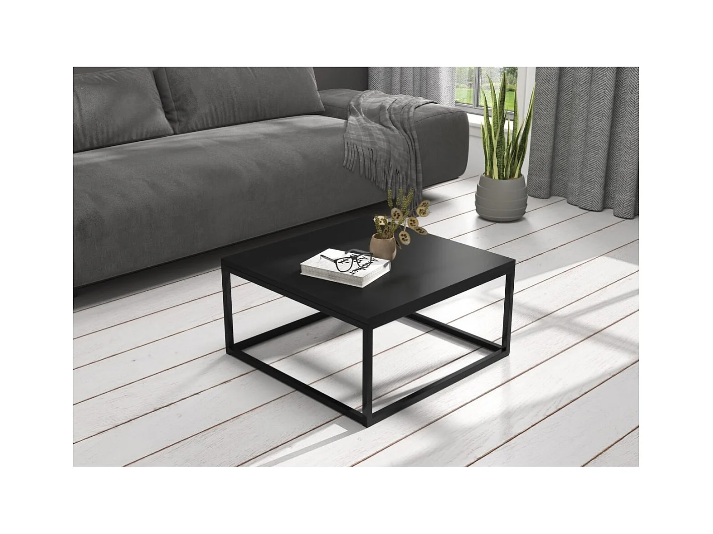 Table basse froide/contreplaqué et métal/noir