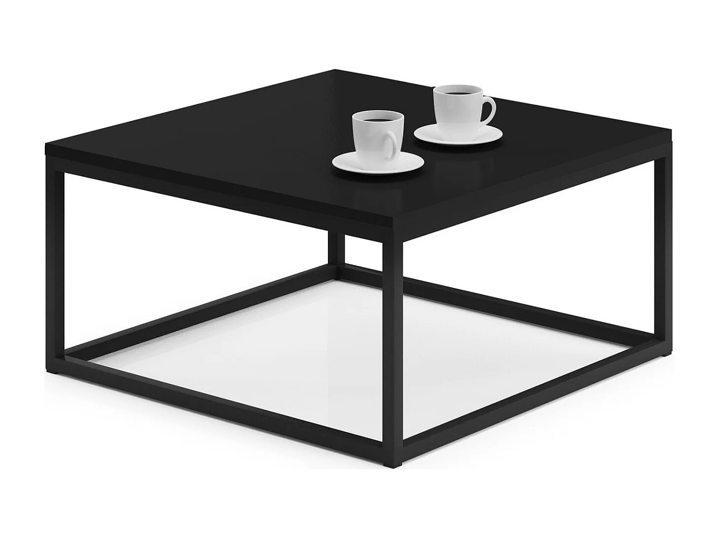 Table basse froide/contreplaqué et métal/noir