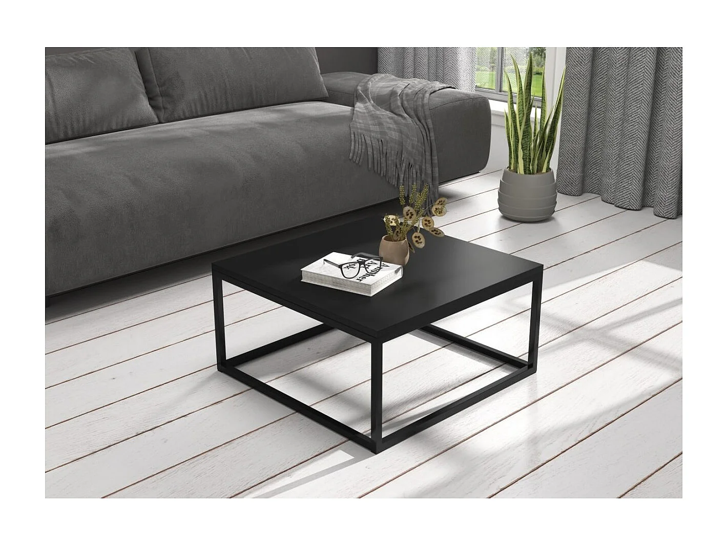 Table basse froide/contreplaqué et métal/noir