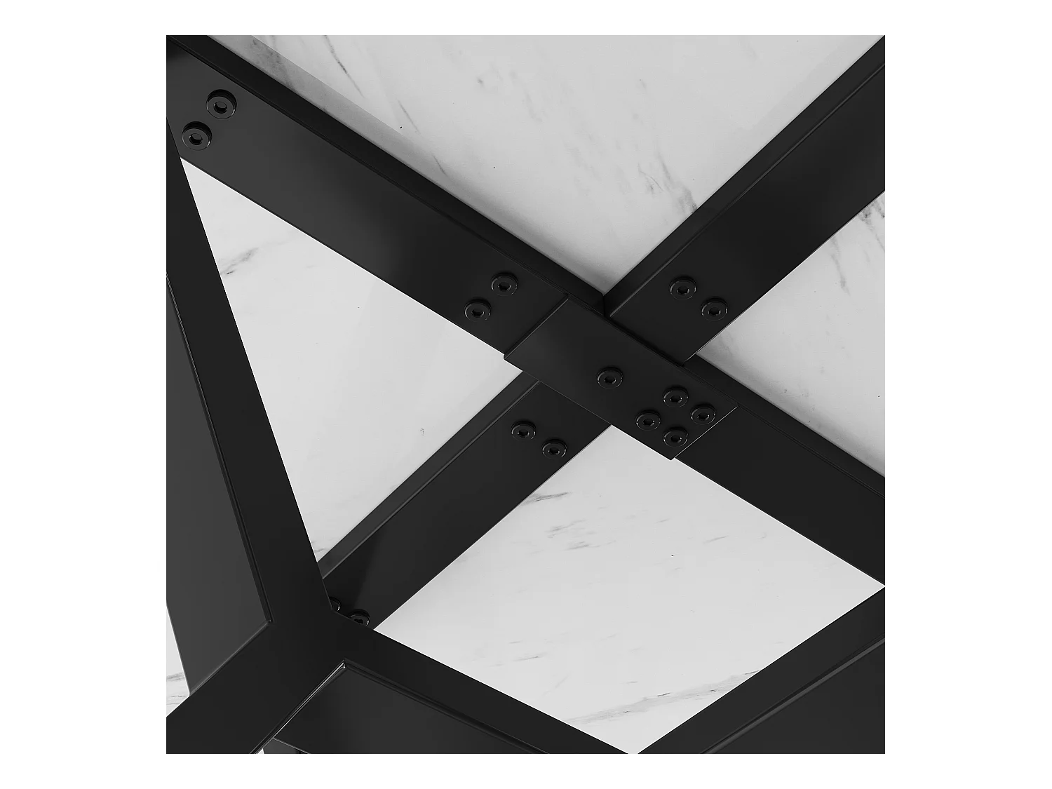 Set tavolo da pranzo rotondo e 4 sedie - piano effetto marmo, gambe in metallo dorato - Nero