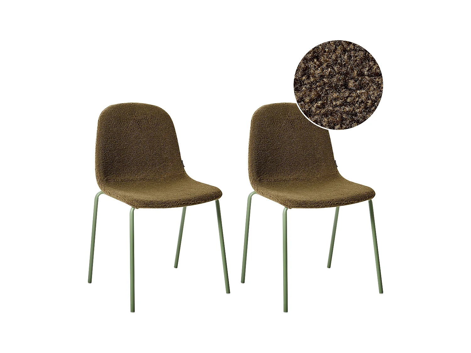 Lot de 2 chaises de conférence LOMA Bouclé Vert