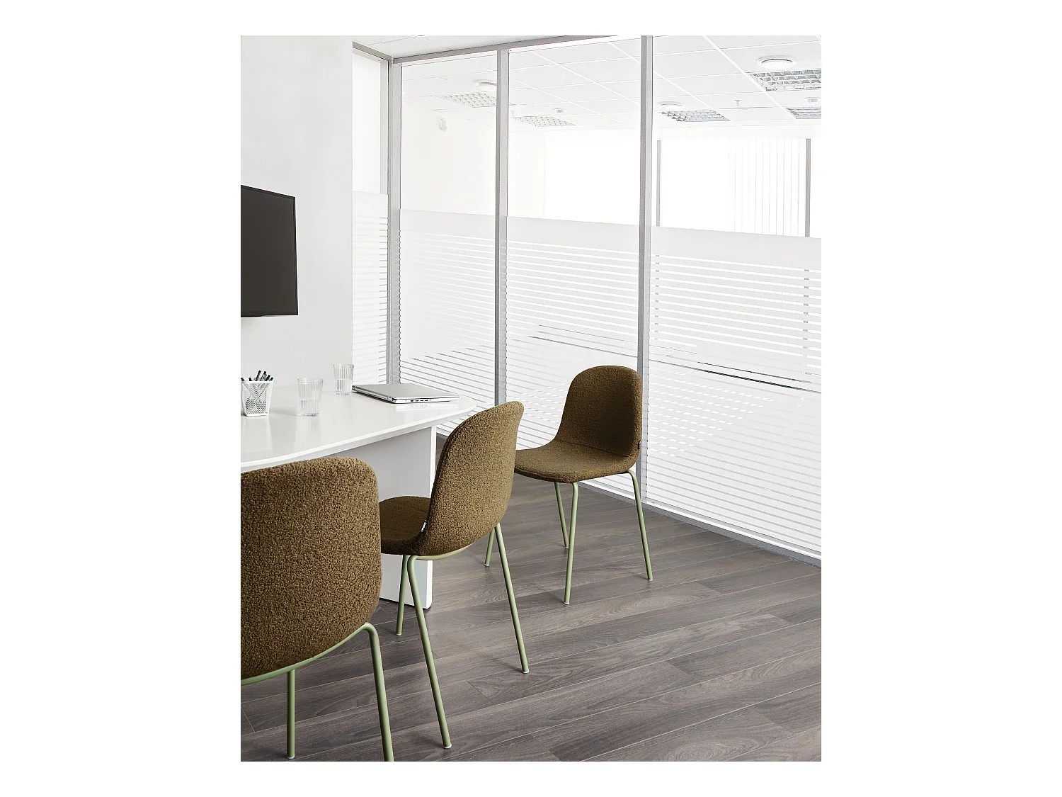 Lot de 2 chaises de conférence LOMA Bouclé Vert