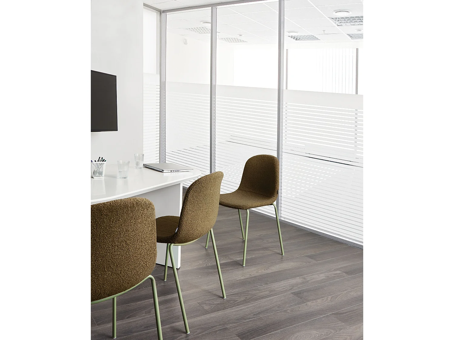 Lot de 2 chaises de conférence LOMA Bouclé Vert