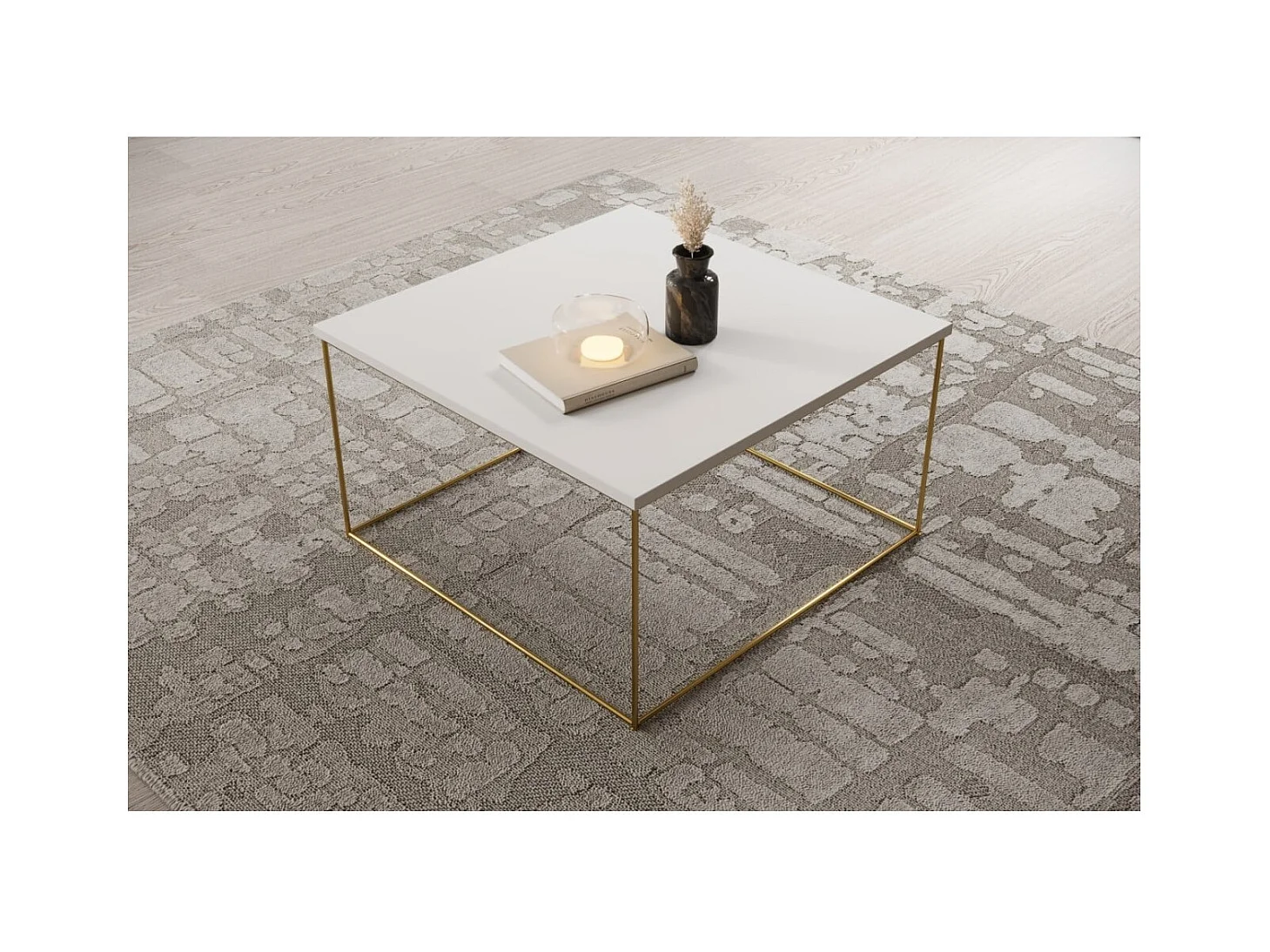 Couchtisch Joni Premium/Sperrholz&Metall/Gold&Weiss