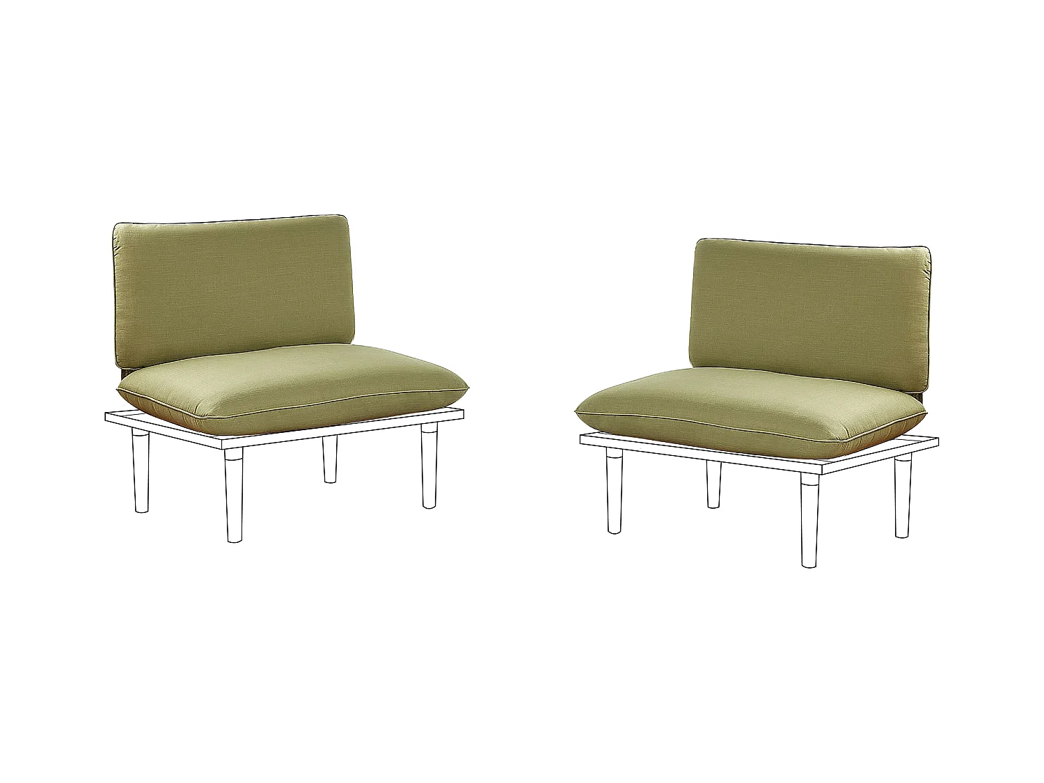 Ensemble de housses de coussins d'extérieur FRASCATI Vert olive