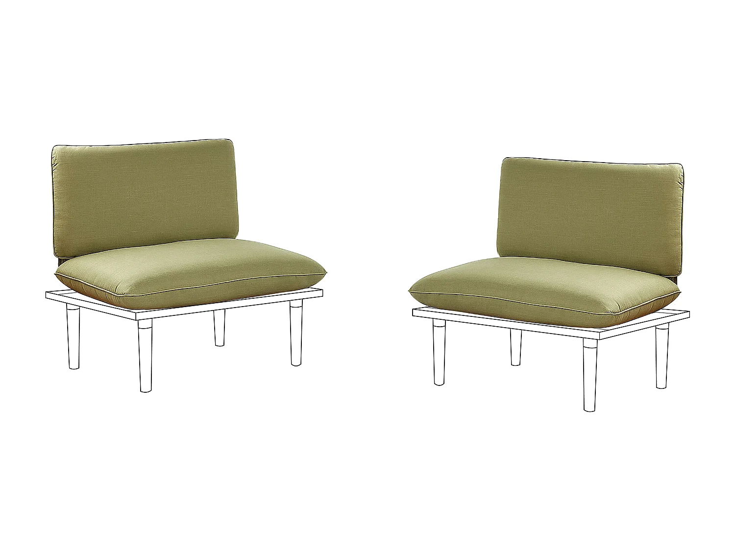 Ensemble de housses de coussins d\'extérieur FRASCATI Vert olive