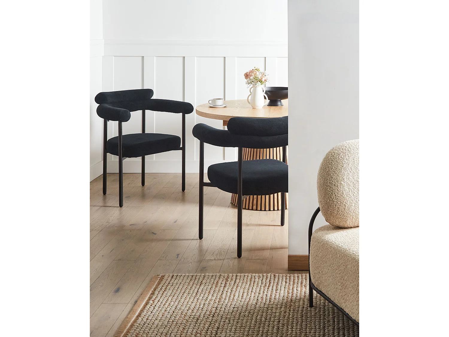 Set of 2 Dining Chairs LYNEY Fabric Black