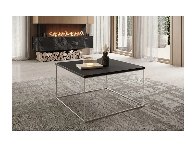 Tavolino Joni Lux/compensato e metallo/bianco&nero