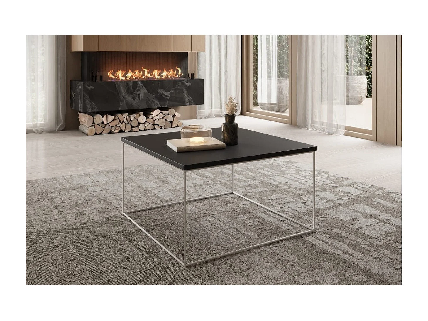 Couchtisch Joni Lux/Sperrholz&Metall/Weiss&Schwarz