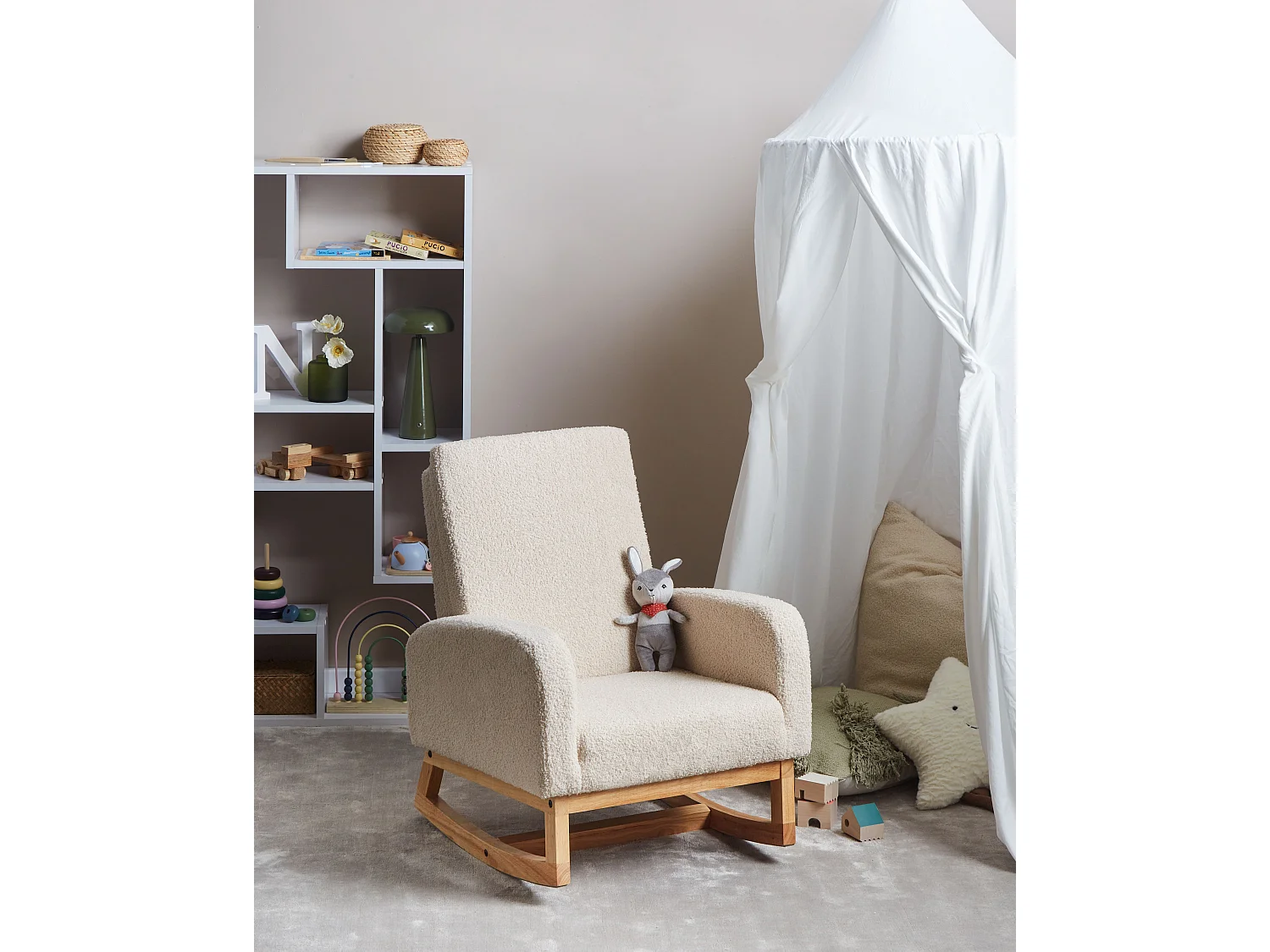 Kids Rocking Chair NORBY Boucle Light Beige