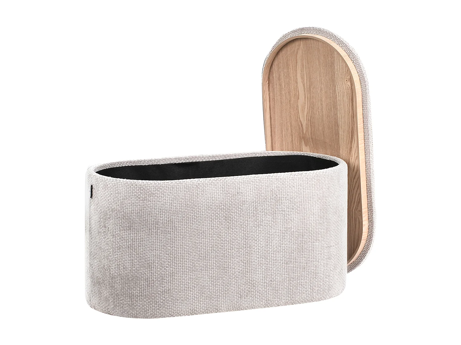 Bank mit Stauraum aus Chenille Stoff grau gepolstert modernes Design Artas