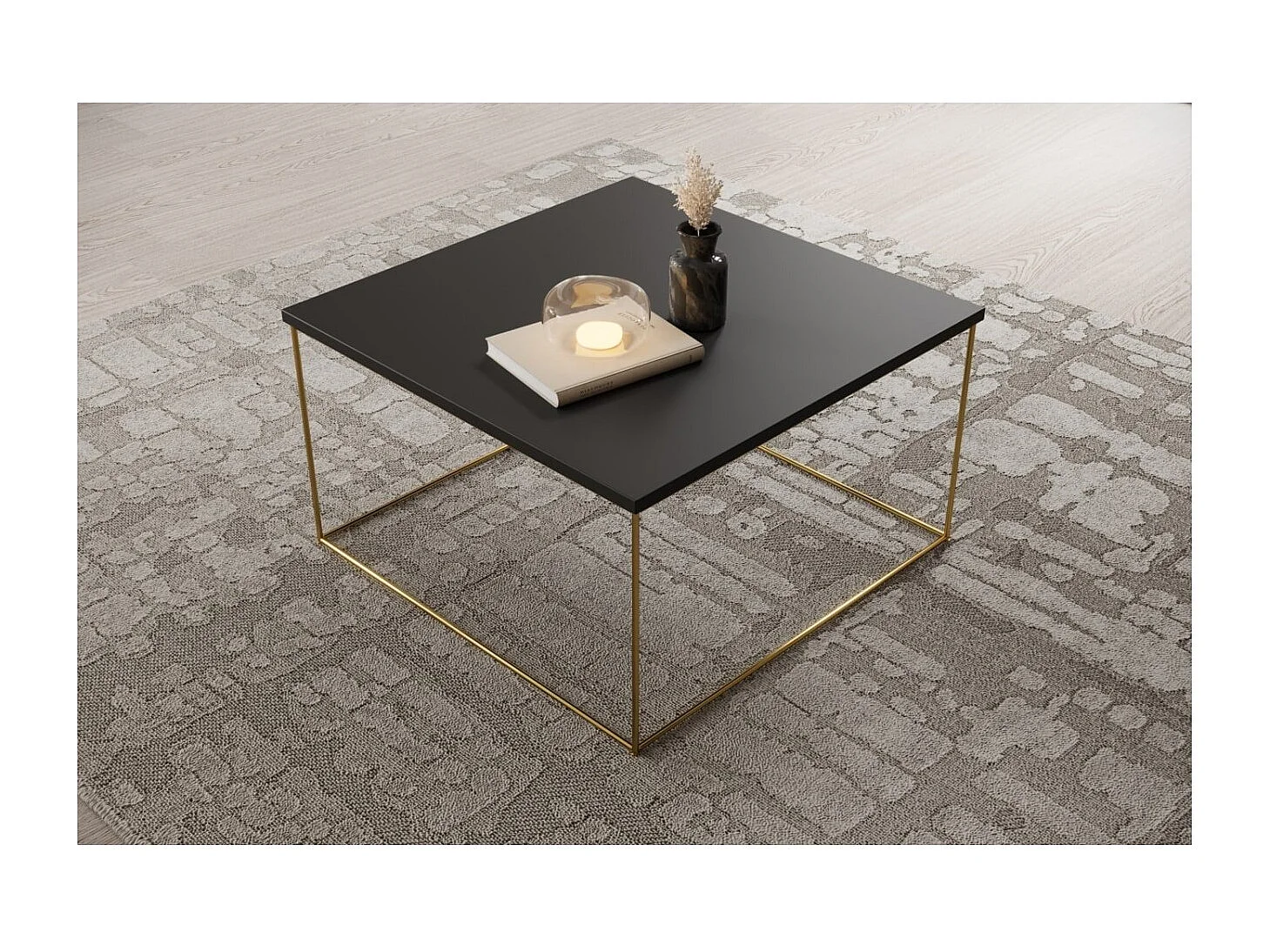 Table basse Joni Premium/contreplaqué et métal/or&noir