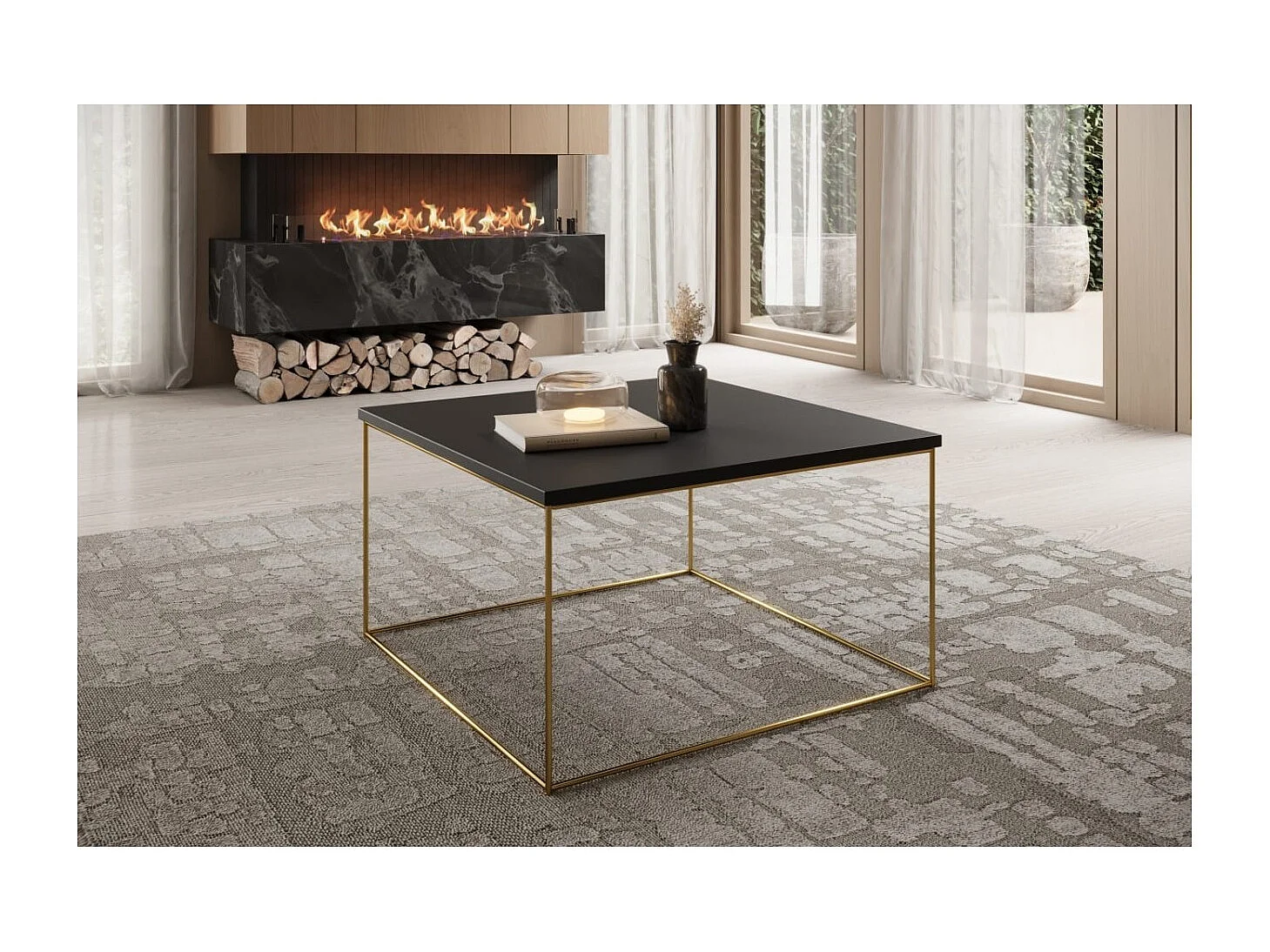 Couchtisch Joni Premium/Sperrholz&Metall/Gold&Schwarz