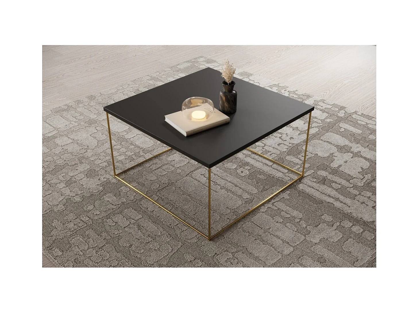 Table basse Joni Premium/contreplaqué et métal/or&noir