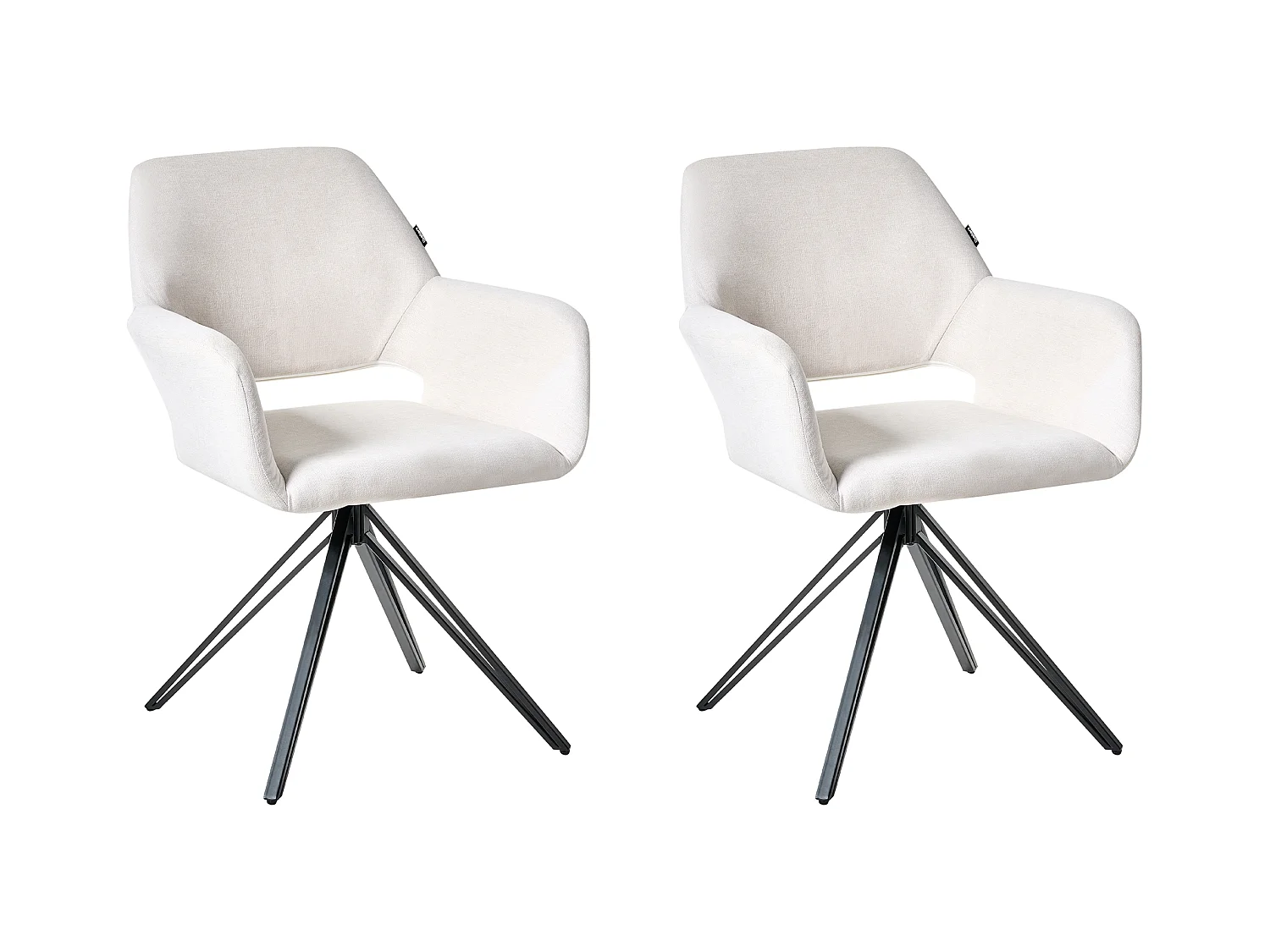 Lot de 2 chaises de salle à manger CINEY Tissu Blanc cassé