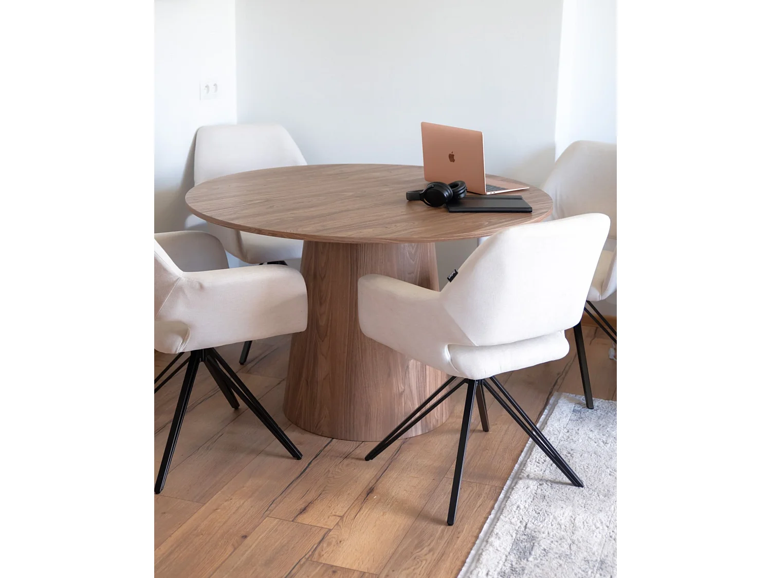 Lot de 2 chaises de salle à manger CINEY Tissu Beige clair