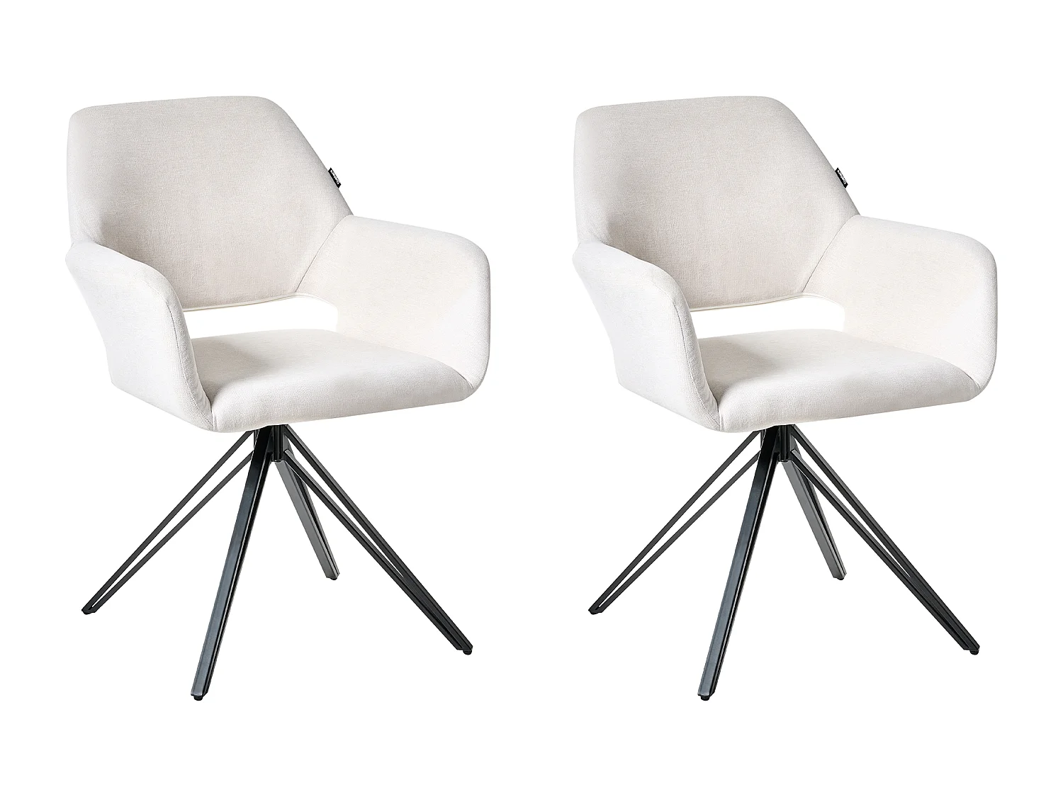 Lot de 2 chaises de salle à manger CINEY Tissu Blanc cassé