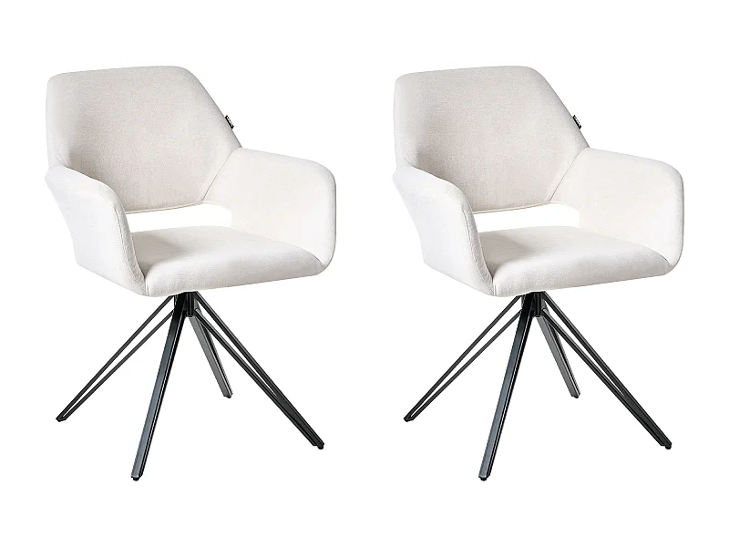 Lot de 2 chaises de salle à manger CINEY Tissu Blanc cassé