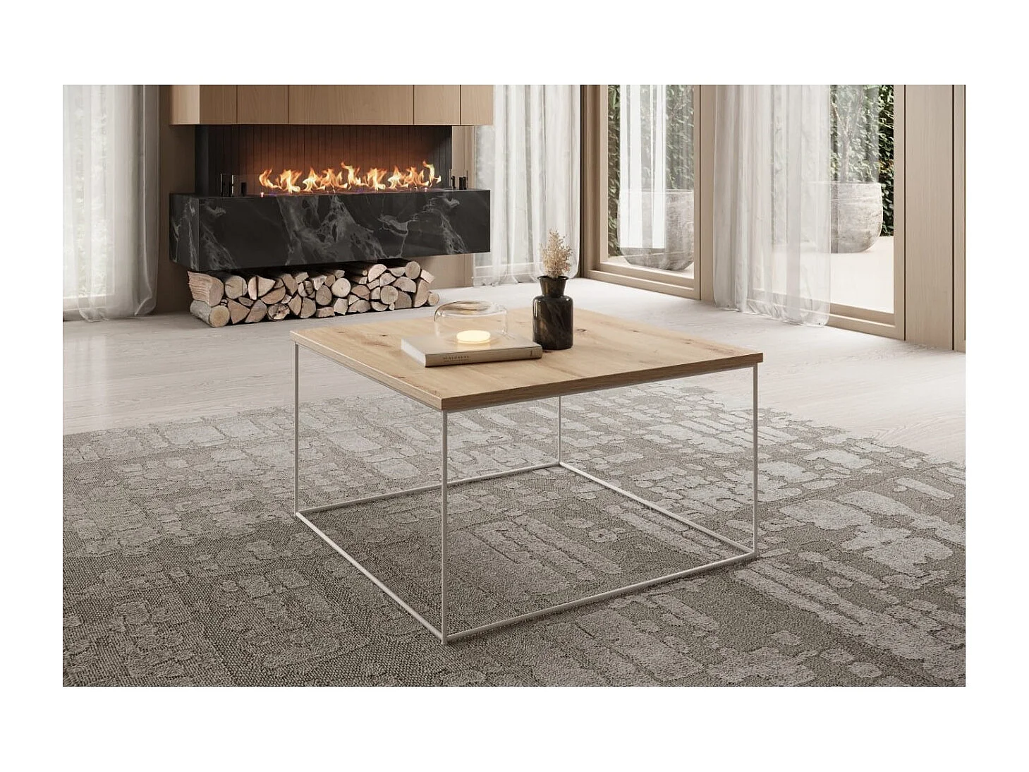 Couchtisch Joni Lux/Sperrholz&Metall/Weiss&Sonoma